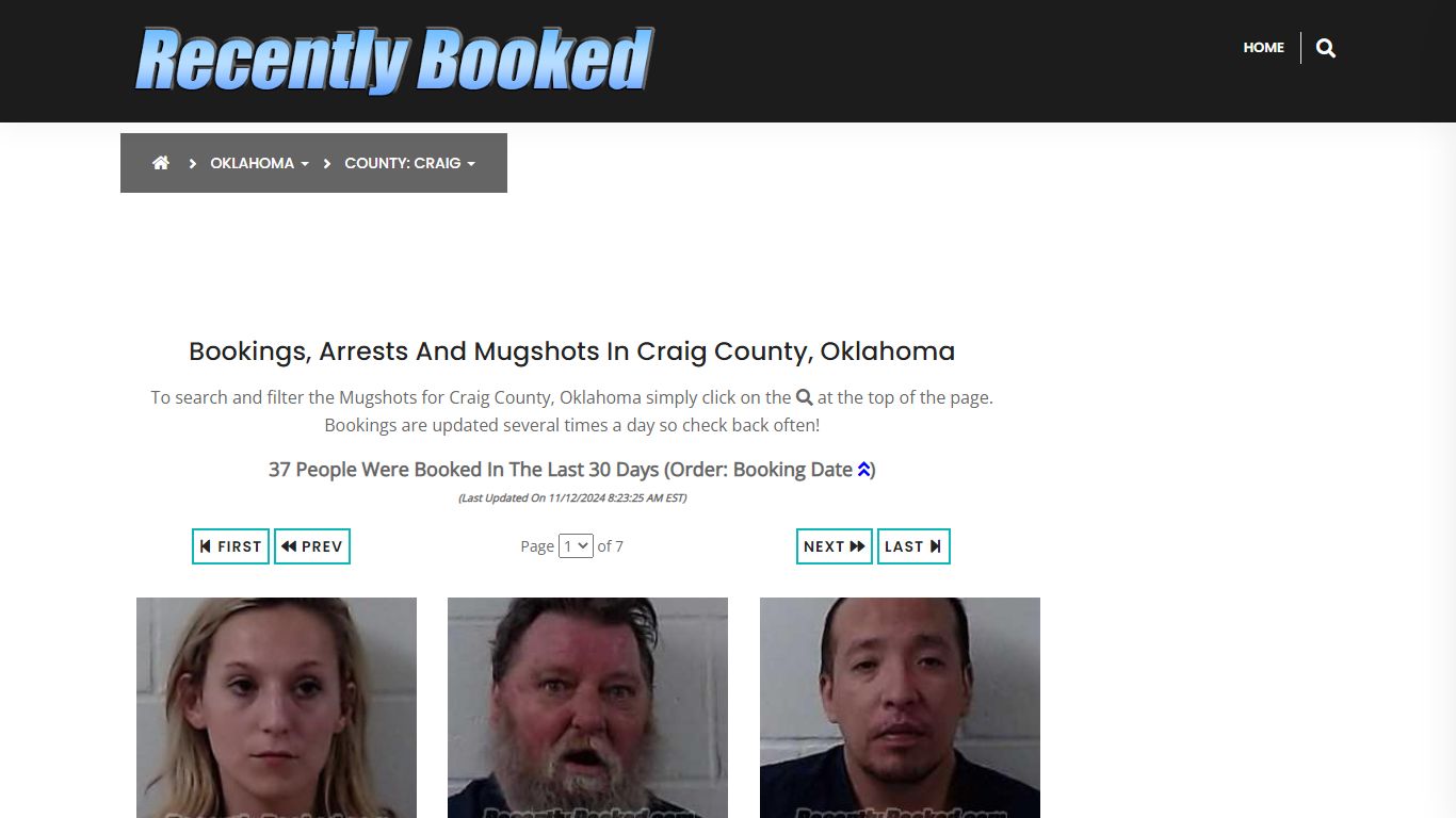 Bookings, Arrests and Mugshots in Craig County, Oklahoma - Recently Booked