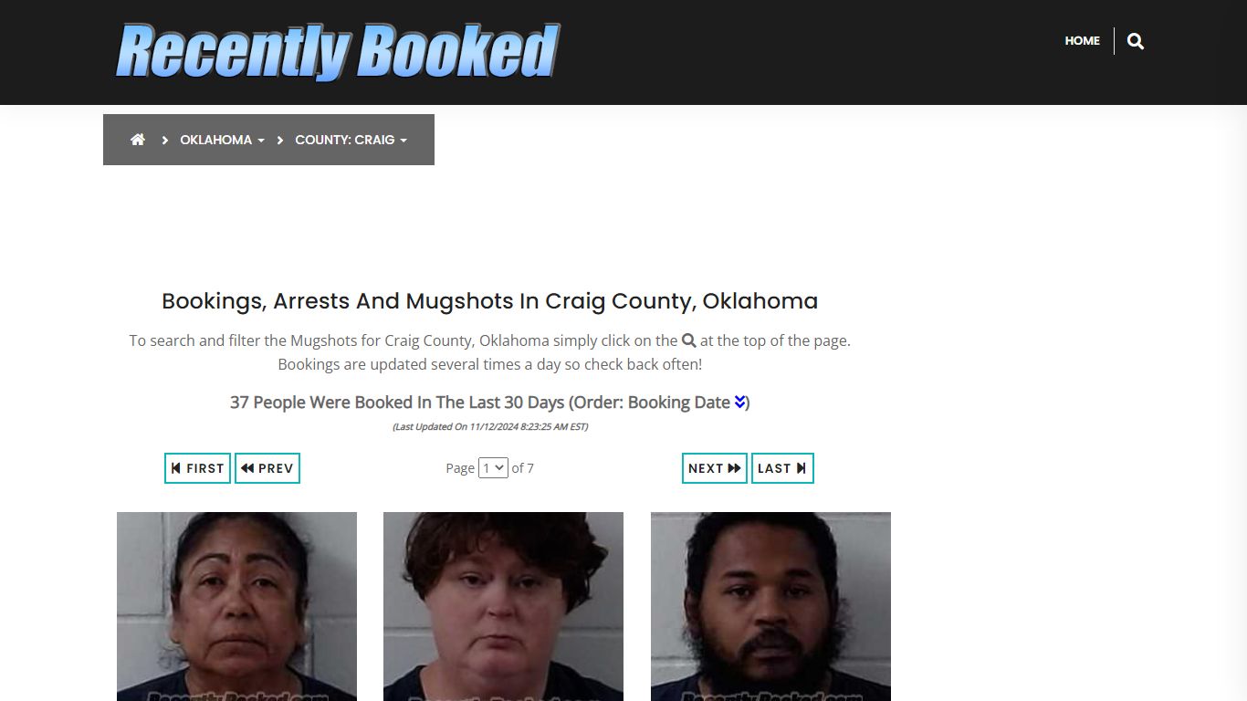 Bookings, Arrests and Mugshots in Craig County, Oklahoma - Recently Booked