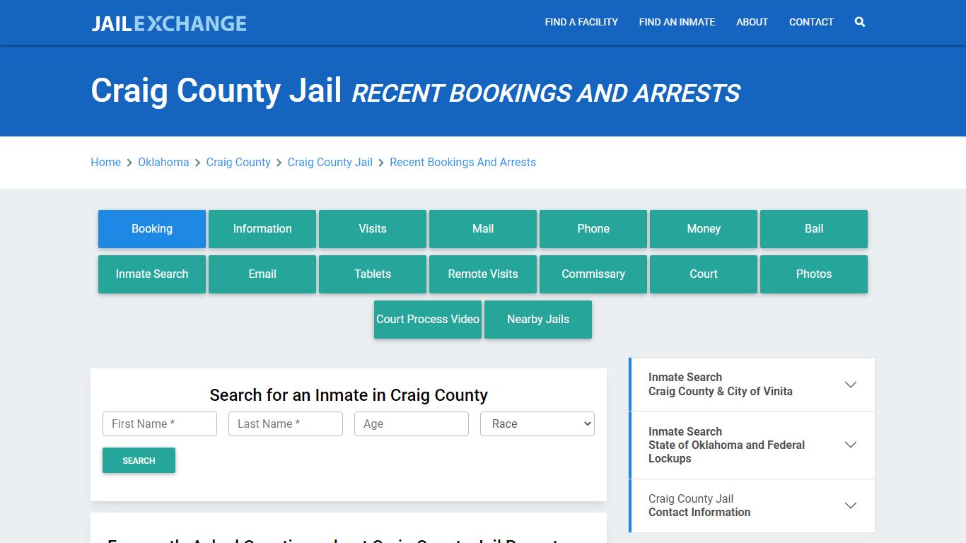 Craig County Jail OK Recent Arrests and Bookings - Jail Exchange