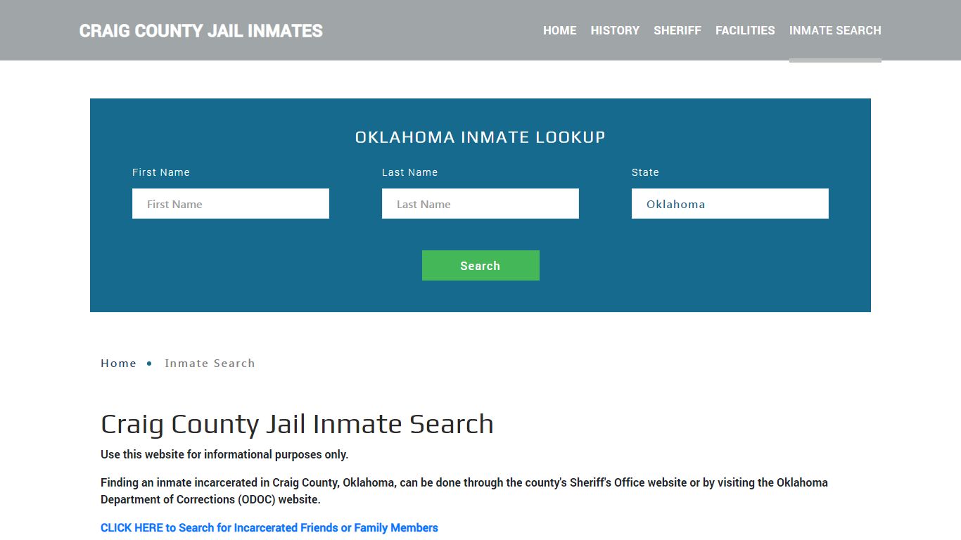 Craig County, OK Detainee Lookup